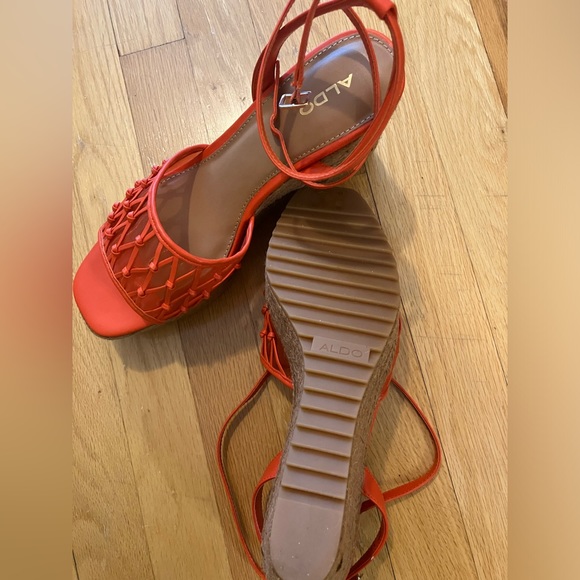 Orange wedge heeled sandals - Picture 5 of 5